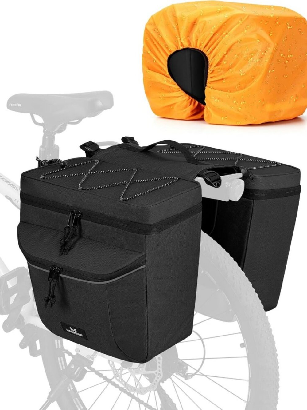 Spacious 35L Bike Panniers with Rain Cover | Durable Rear Rack Saddle Bag